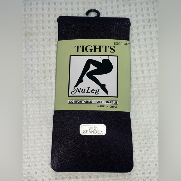 NuLeg Opaque Tights with Spandex. Color: Eggplant (3 pair) - Picture 2 of 4